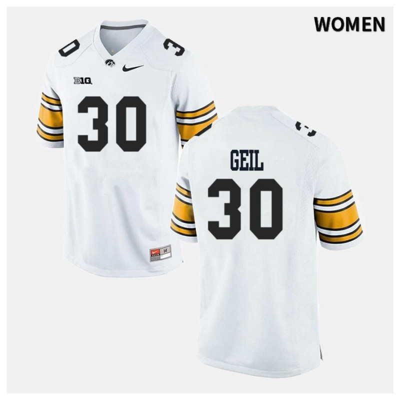 Women's Iowa Hawkeyes NCAA #30 Henry Geil White Authentic Nike Alumni Stitched College Football Jersey RV34A04IR